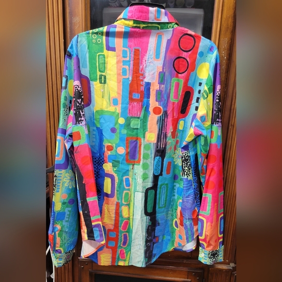 Abstract Button-Up Long Sleeve Shirt XXL - Picture 3 of 4
